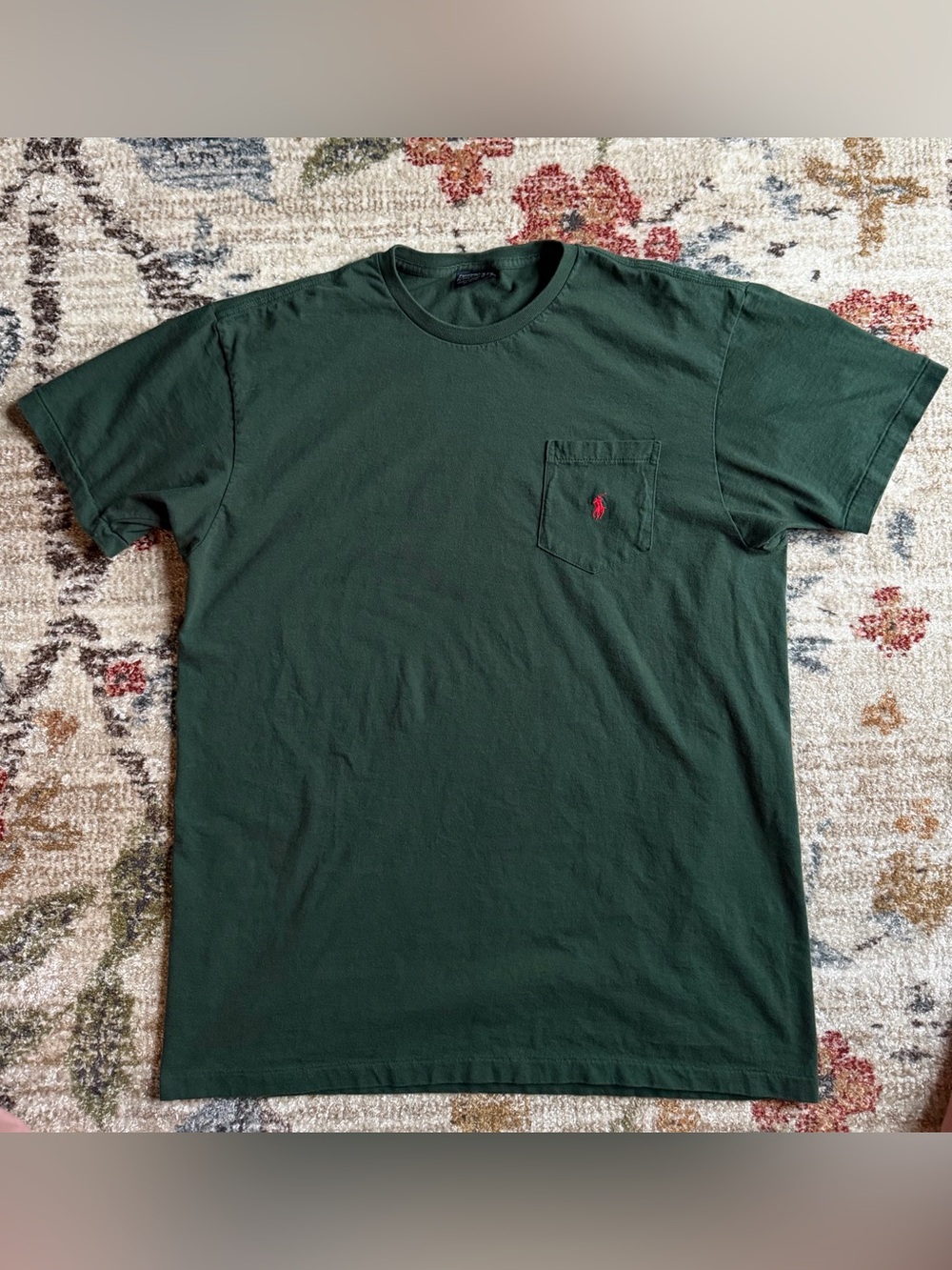 Vintage Ralph Lauren Men's Pocket T Shirt Green Size Medium Cotton Short Sleeve